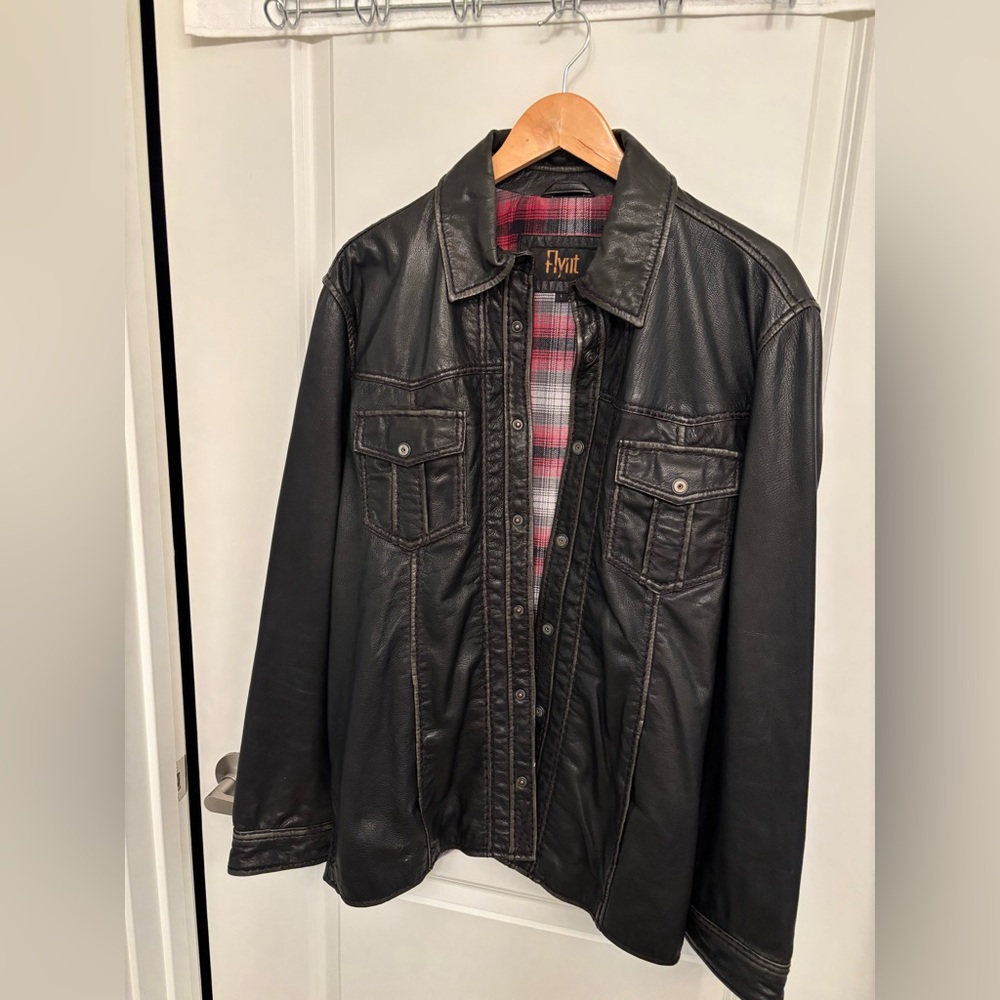 Men’s Flynt vintage leather moto jacket sundance large
